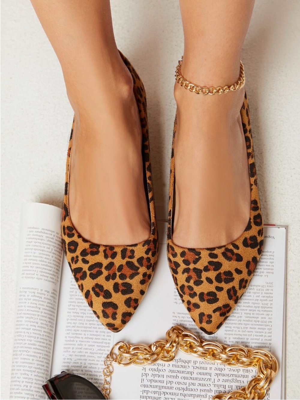 Leopard Print Pointed Toe Women’s Flats